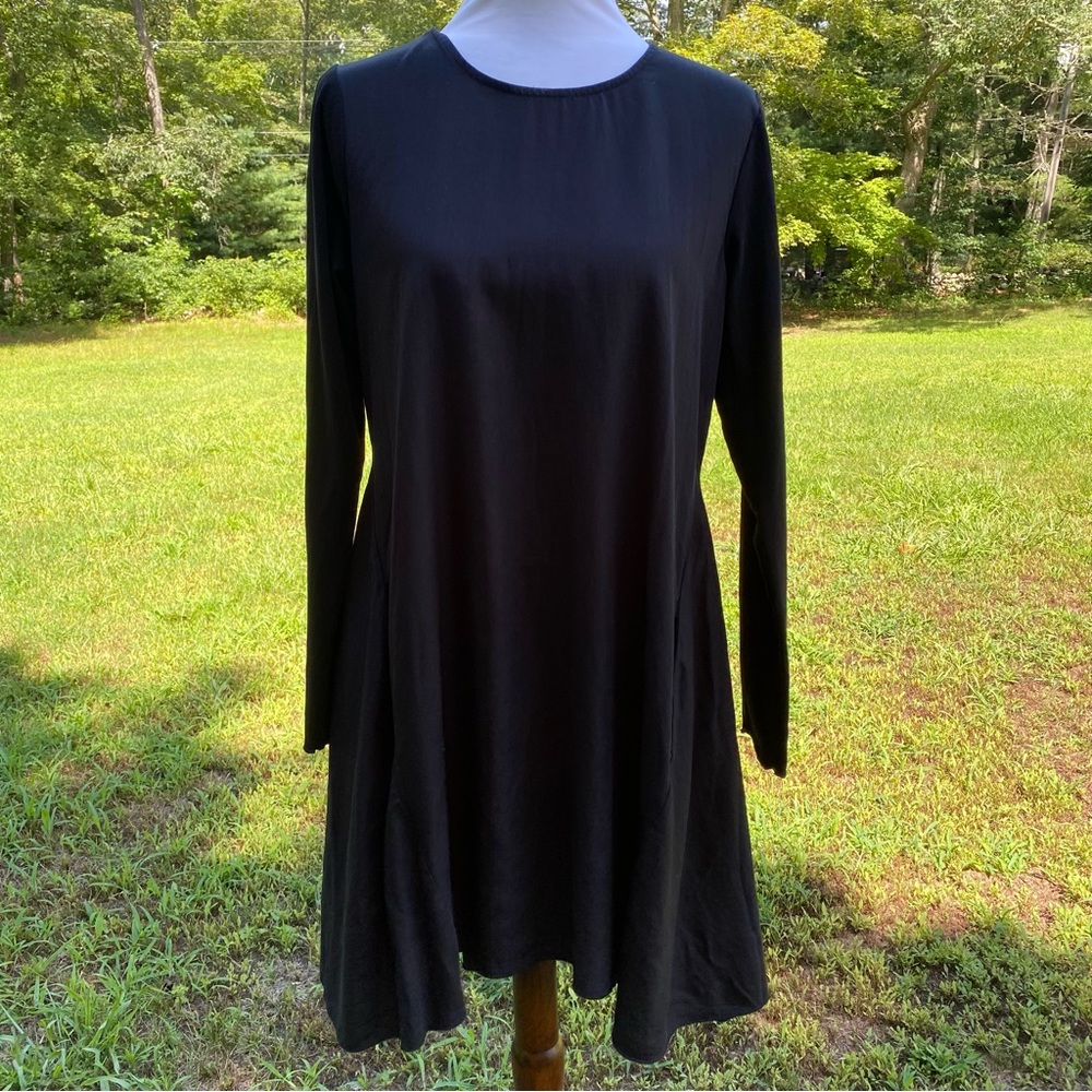 ELEMENTE CLEMENTE DRESS MINI TUNIC BLACK LONG SLEEVE LAGENLOOK HI LO SIZE 1 S